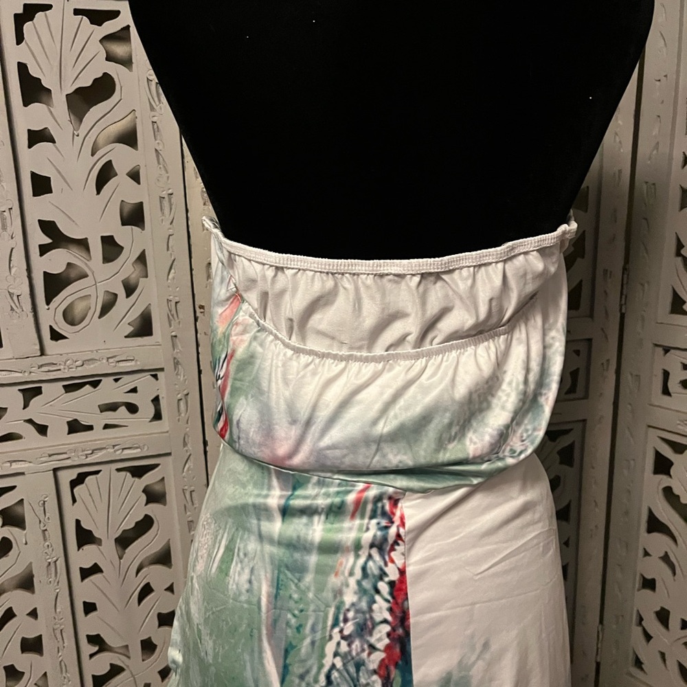 SPRING FEVER WHITE GREEN RED & ANIMAL PRINT STRAPLESS WIDE LEG PLUS JUMPSUIT - Picture 10 of 13